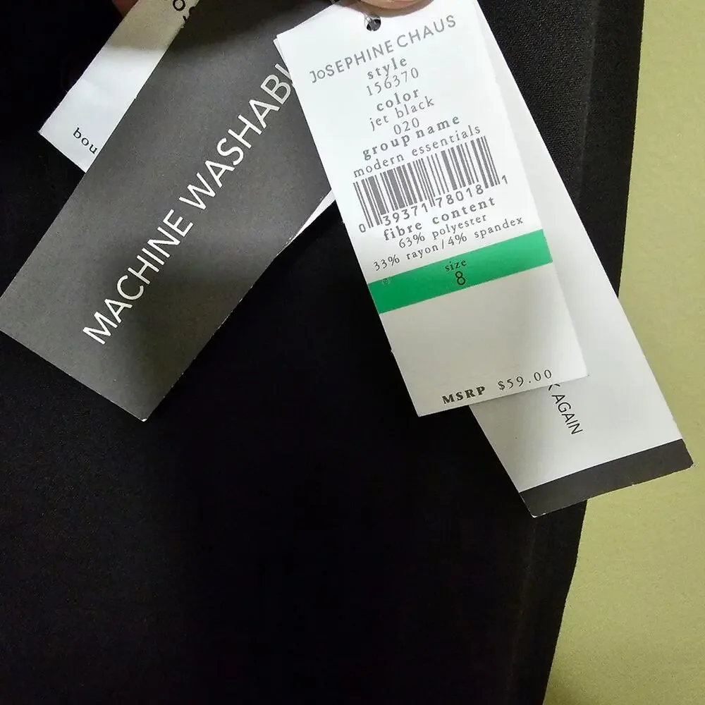 Josephine Chaus Straight Leg Pants Black Size 8 - NWT Office Neutral Minimalist